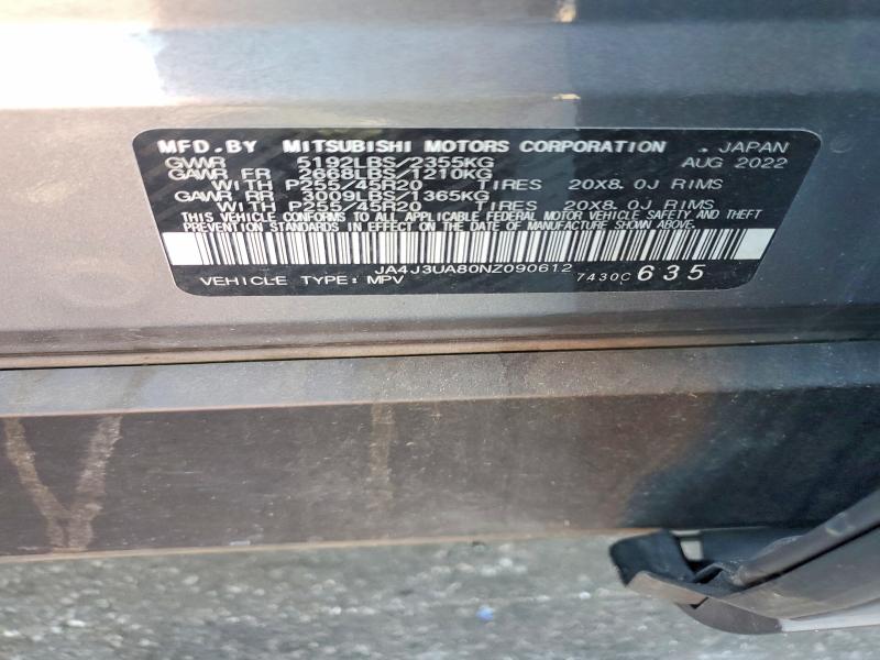 Продаж на аукціоні авто 2022 Mitsubishi Outlander, vin: JA4J3UA80NZ090612, номер лоту: 58398016