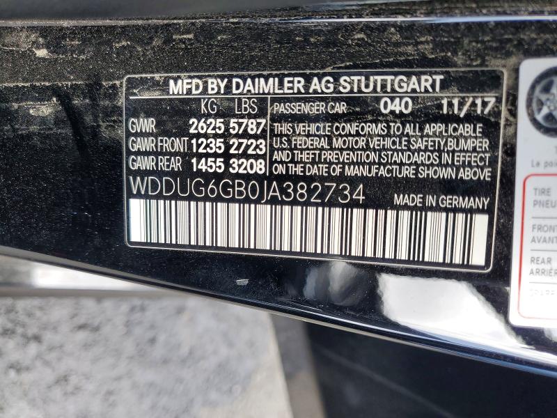 2018 Mercedes-benz S მანქანა იყიდება აუქციონზე, vin: WDDUG6GB0JA382734, აუქციონის ნომერი: 59656986
