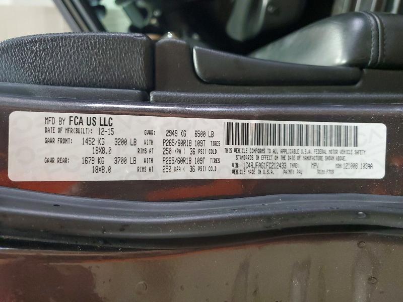 Aukcja sprzedaży 2015 Jeep Grand Cherokee, vin: 1C4RJFAG1FC212433, numer aukcji: 56530226