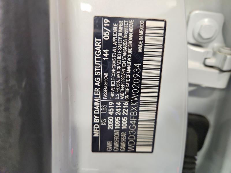57720396 :رقم المزاد ، WDD3G4FBXKW020934 vin ، 2019 Mercedes-benz A مزاد بيع