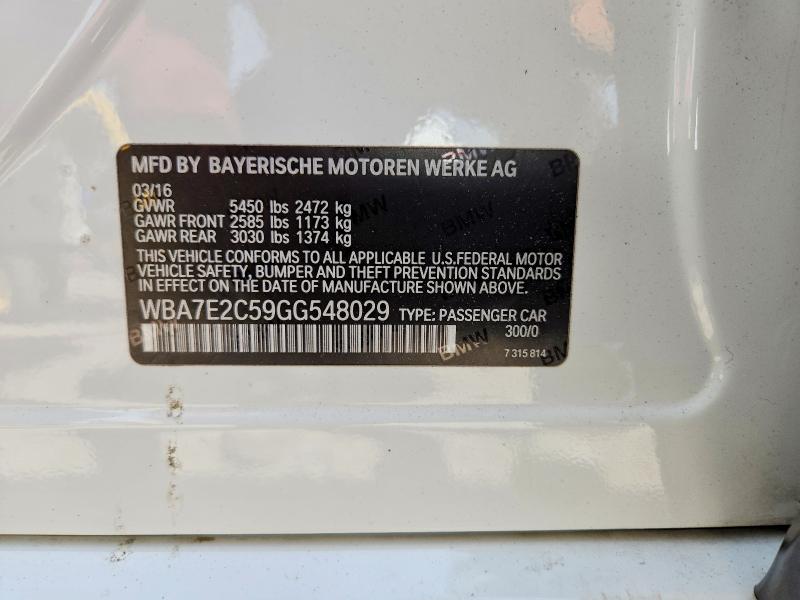 56168756 :رقم المزاد ، WBA7E2C59GG548029 vin ، 2016 Bmw 740 مزاد بيع