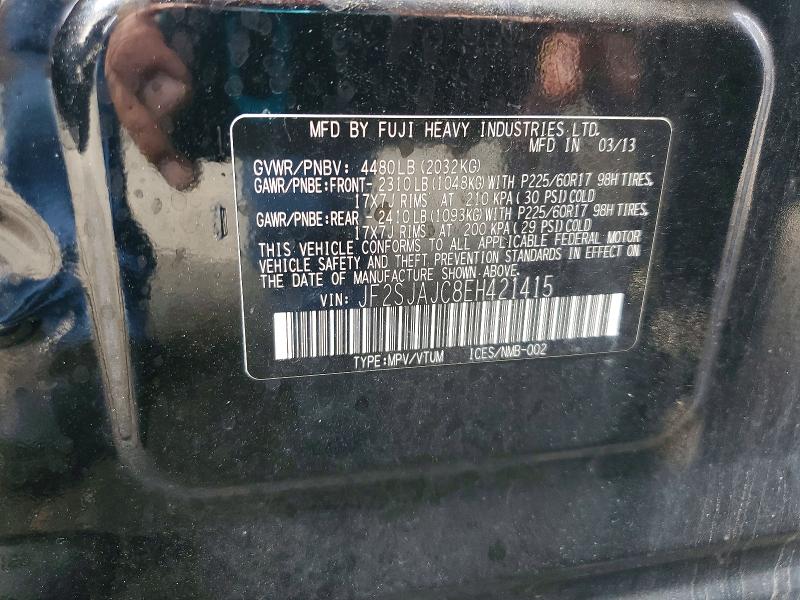 Aukcja sprzedaży 2014 Subaru Forester, vin: JF2SJAJC8EH421415, numer aukcji: 58812626