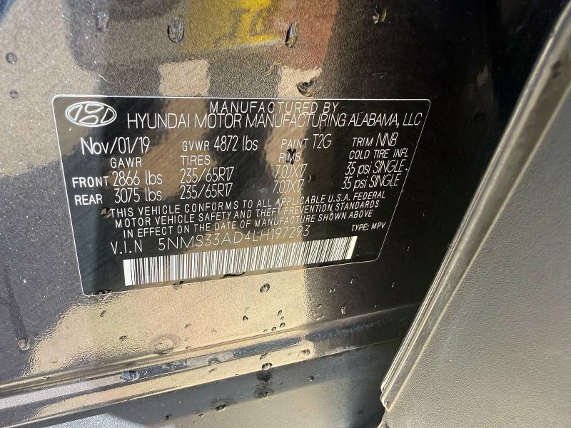 57235366 :رقم المزاد ، 5NMS33AD4LH197293 vin ، 2020 Hyundai Santa Fe مزاد بيع