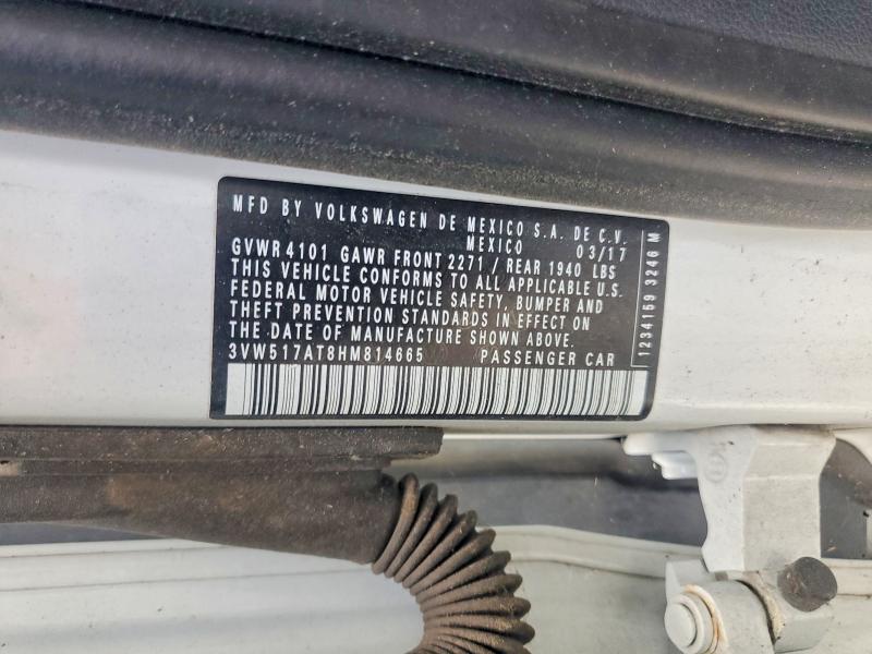 2017 Volkswagen Beetle მანქანა იყიდება აუქციონზე, vin: 3VW517AT8HM814665, აუქციონის ნომერი: 58421486