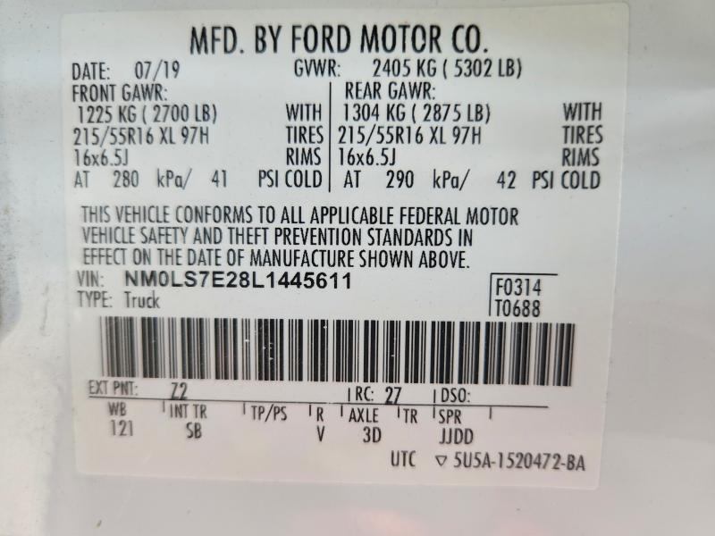 Продажа на аукционе авто 2020 Ford Transit Connect, vin: NM0LS7E28L1445611, номер лота: 56770936