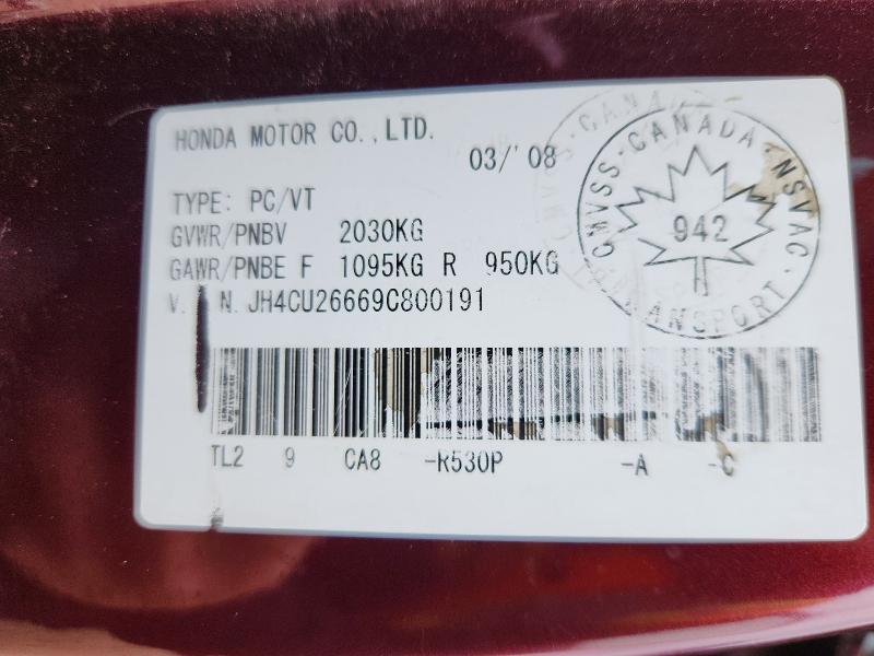 Продажа на аукционе авто 2009 Acura Tsx, vin: JH4CU26669C800191, номер лота: 57892966