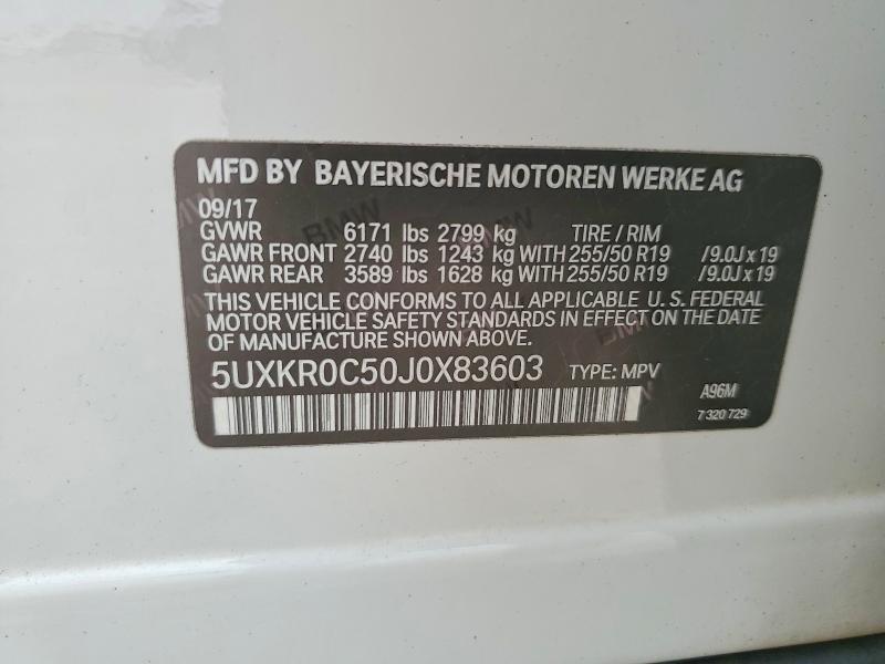 56572816 :رقم المزاد ، 5UXKR0C50J0X83603 vin ، 2018 Bmw X5 مزاد بيع