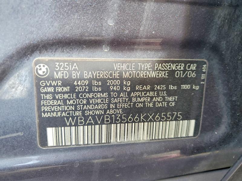 56462136 :رقم المزاد ، WBAVB13566KX65575 vin ، 2006 Bmw 325 مزاد بيع