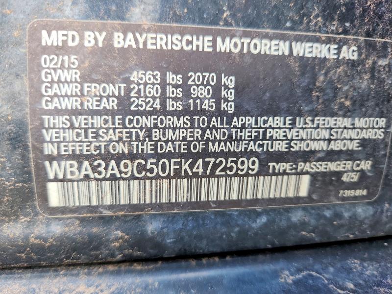 2015 Bmw 335 მანქანა იყიდება აუქციონზე, vin: WBA3A9C50FK472599, აუქციონის ნომერი: 58807476