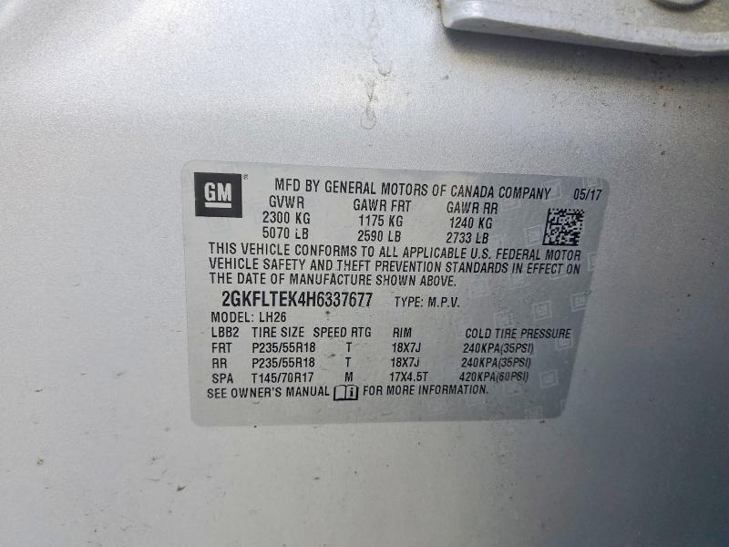 2017 Gmc Terrain მანქანა იყიდება აუქციონზე, vin: 2GKFLTEK4H6337677, აუქციონის ნომერი: 57667216