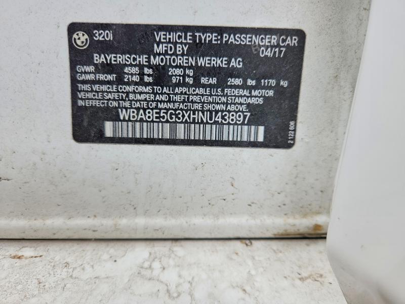 Aukcja sprzedaży 2017 Bmw 320, vin: WBA8E5G3XHNU43897, numer aukcji: 54552586