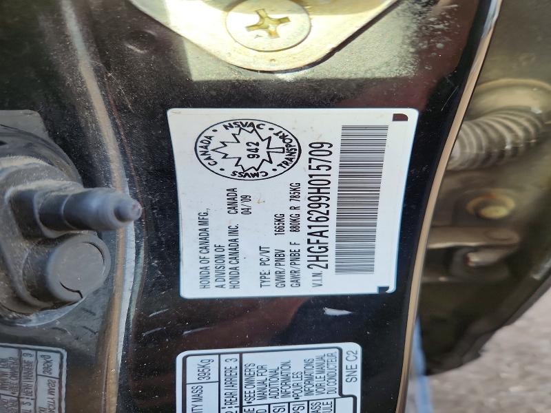 58621016 :رقم المزاد ، 2HGFA16299H015709 vin ، 2009 Honda Civic مزاد بيع