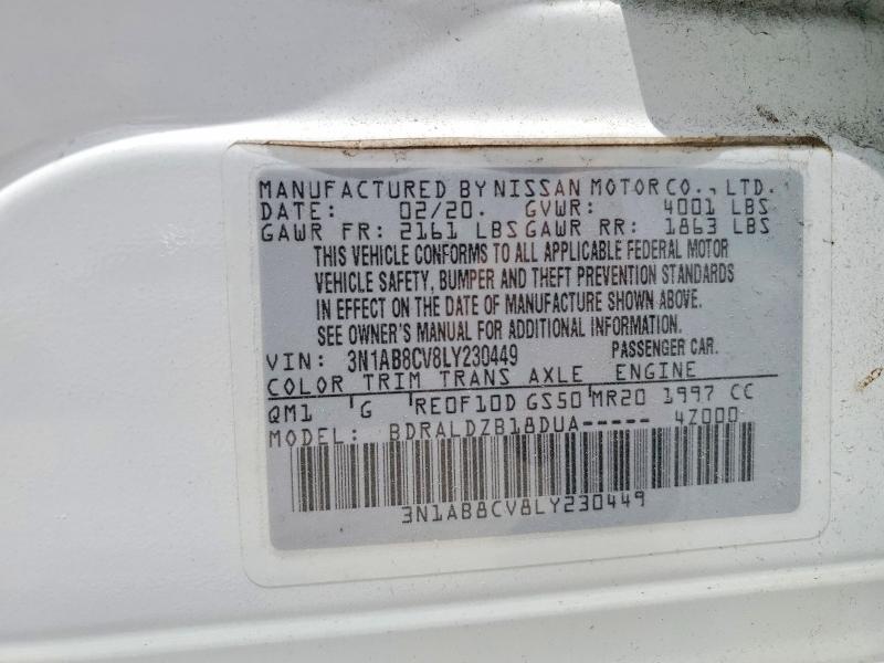 2020 Nissan Sentra მანქანა იყიდება აუქციონზე, vin: 3N1AB8CV8LY230449, აუქციონის ნომერი: 57268476