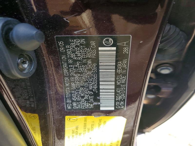 55666626 :رقم المزاد ، JTHBA30G565153696 vin ، 2006 Lexus Es مزاد بيع
