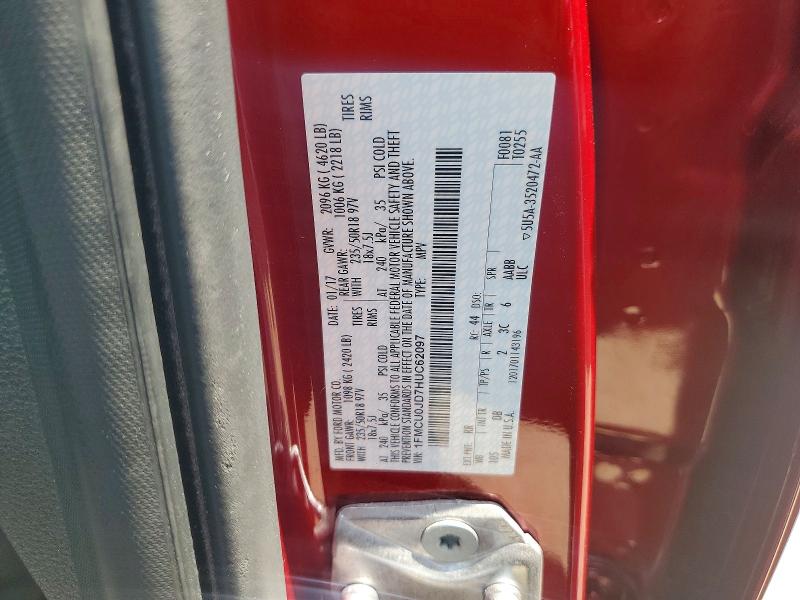 56057706 :رقم المزاد ، 1FMCU0JD7HUC62097 vin ، 2017 Ford Escape مزاد بيع