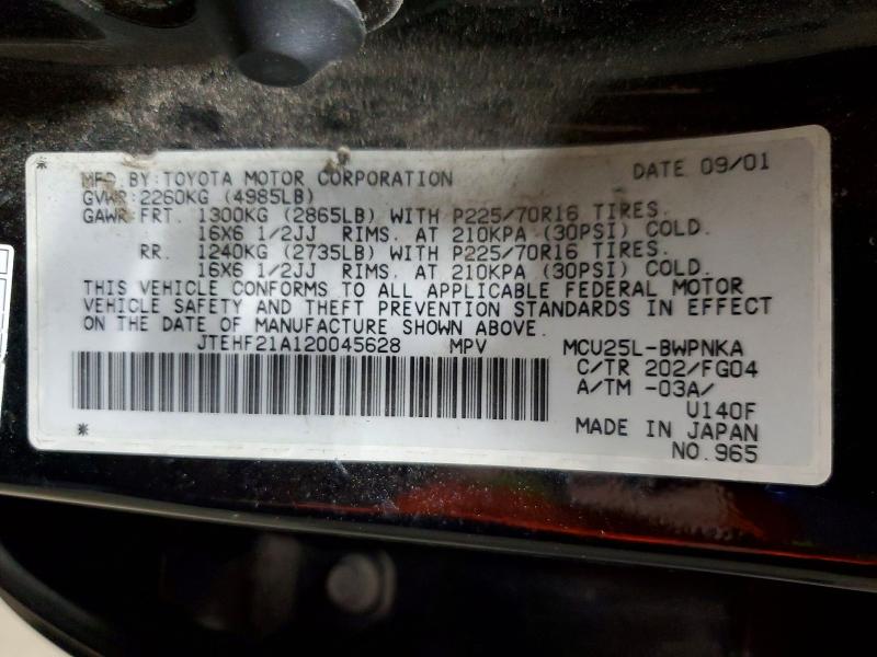 Aukcja sprzedaży 2002 Toyota Highlander, vin: JTEHF21A120045628, numer aukcji: 57929966