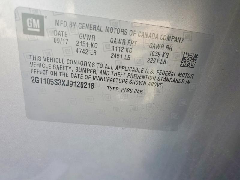 Продаж на аукціоні авто 2018 Chevrolet Impala, vin: 2G1105S3XJ9120218, номер лоту: 55585346