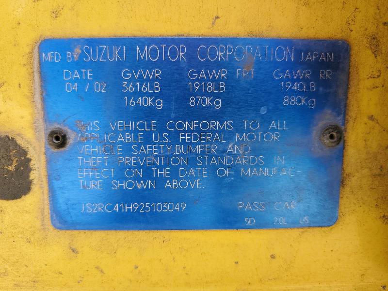Aukcja sprzedaży 2002 Suzuki Aerio, vin: JS2RC41H925103049, numer aukcji: 57320916