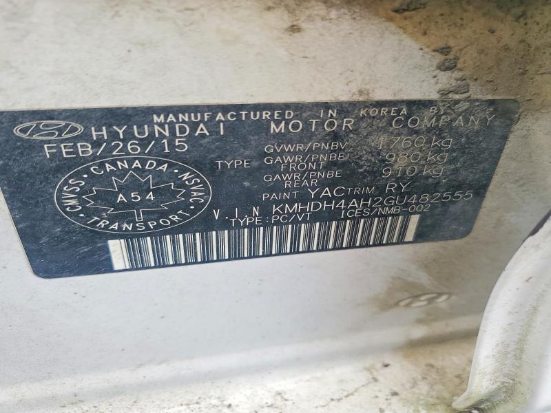 Продажа на аукционе авто 2016 Hyundai Elantra, vin: KMHDH4AH2GU482555, номер лота: 56751566
