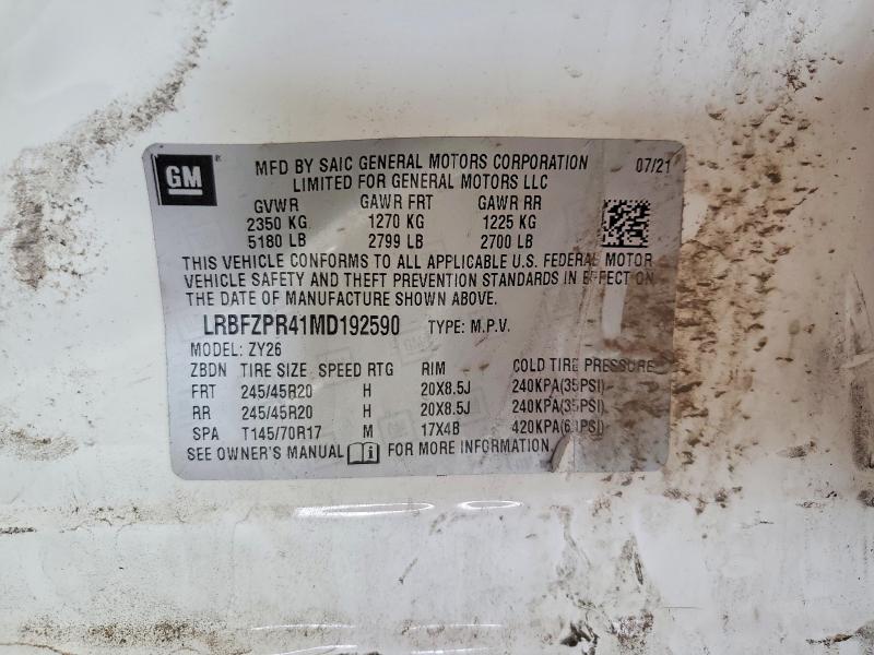 Aukcja sprzedaży 2021 Buick Envision, vin: LRBFZPR41MD192590, numer aukcji: 59092916