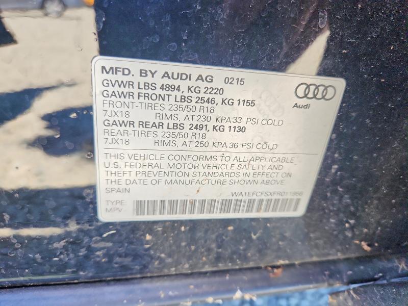 Продажа на аукционе авто 2015 Audi Q3, vin: WA1EFCFSXFR011956, номер лота: 54823626