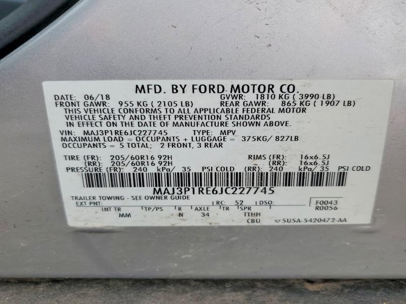 Продажа на аукционе авто 2018 Ford Ecosport, vin: MAJ3P1RE6JC227745, номер лота: 56887486