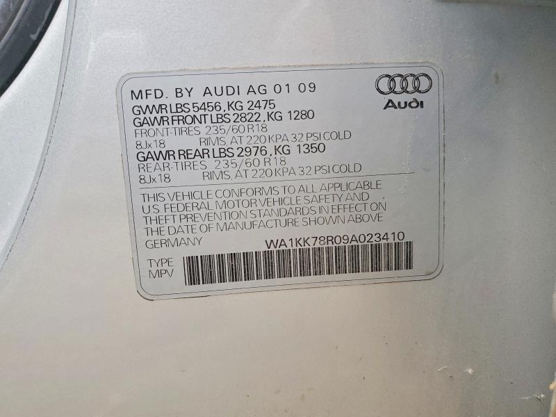 58272386 :رقم المزاد ، WA1KK78R09A023410 vin ، 2009 Audi Q5 مزاد بيع