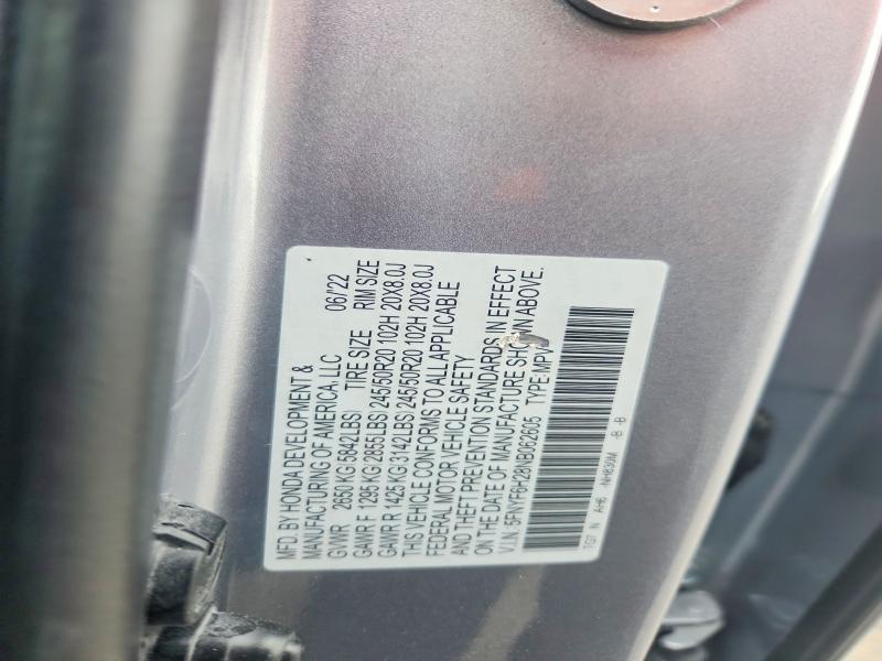 2022 Honda Pilot მანქანა იყიდება აუქციონზე, vin: 5FNYF6H28NB062605, აუქციონის ნომერი: 54802926