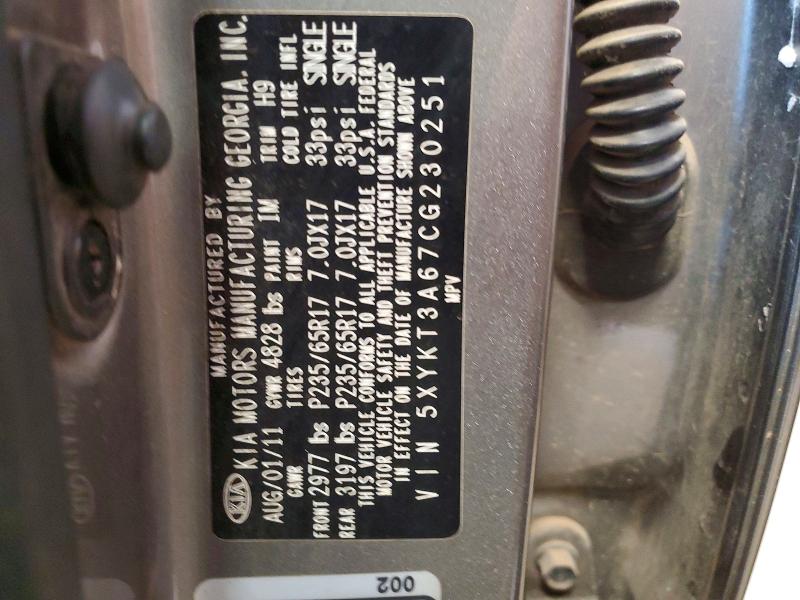Продажа на аукционе авто 2012 Kia Sorento, vin: 5XYKT3A67CG230251, номер лота: 57623626