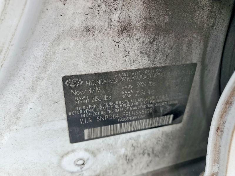 56055146 :رقم المزاد ، 5NPD84LF9LH568109 vin ، 2020 Hyundai Elantra مزاد بيع