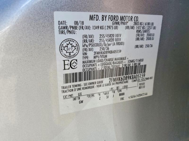 Продаж на аукціоні авто 2019 Ford Flex, vin: 2FMHK6D89KBA05159, номер лоту: 57056876