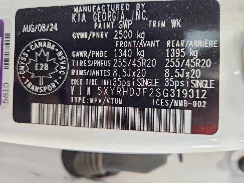 Aukcja sprzedaży 2025 Kia Sorento, vin: 5XYRHDJF2SG319312, numer aukcji: 55975916