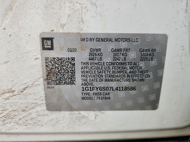 Aukcja sprzedaży 2020 Chevrolet Bolt Ev, vin: 1G1FY6S07L4118586, numer aukcji: 55820016