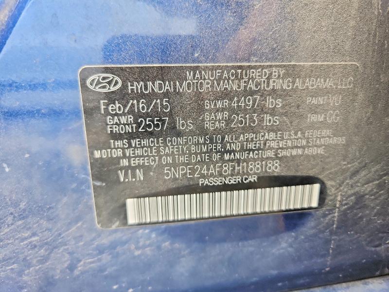 2015 Hyundai Sonata მანქანა იყიდება აუქციონზე, vin: 5NPE24AF8FH188188, აუქციონის ნომერი: 58320316