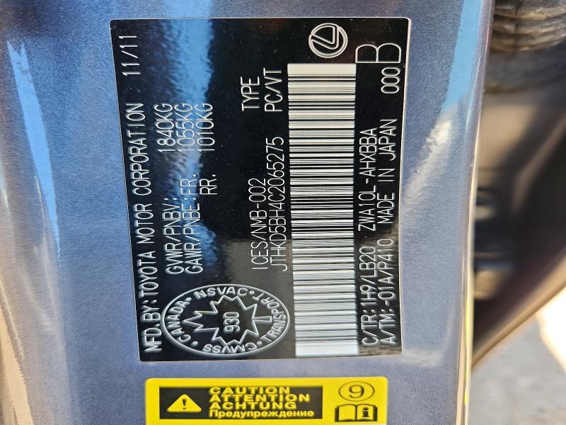 Aukcja sprzedaży 2012 Lexus Ct, vin: JTHKD5BH4C2065275, numer aukcji: 55758746
