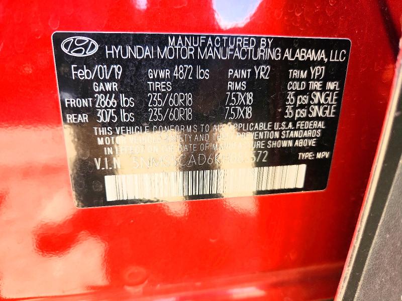 2019 Hyundai Santa Fe მანქანა იყიდება აუქციონზე, vin: 5NMS5CAD6KH085572, აუქციონის ნომერი: 58308076