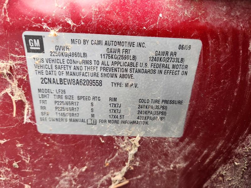 Aukcja sprzedaży 2010 Chevrolet Equinox, vin: 2CNALBEW8A6209558, numer aukcji: 58075886