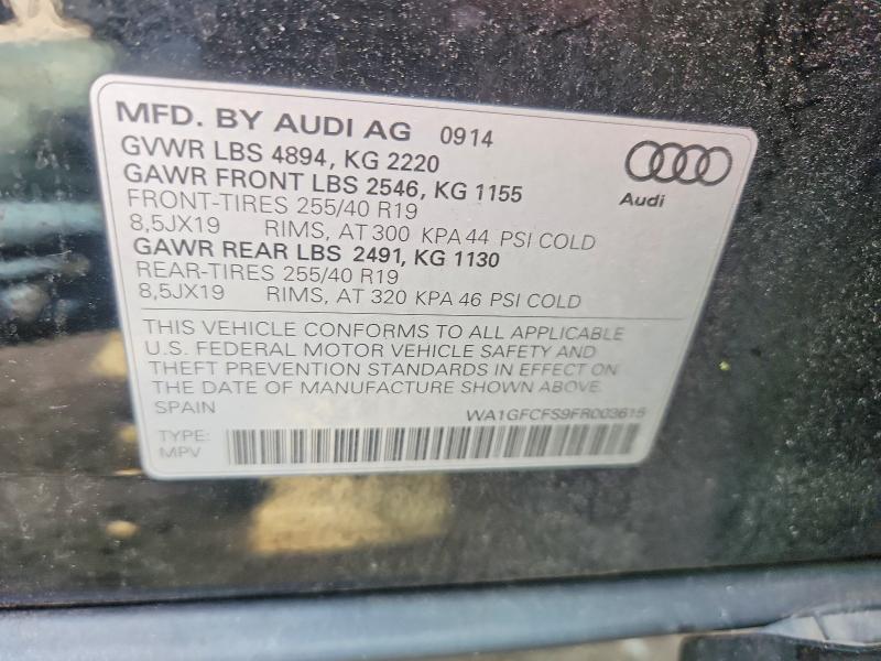 Продажа на аукционе авто 2015 Audi Q3, vin: WA1GFCFS9FR003615, номер лота: 58020206