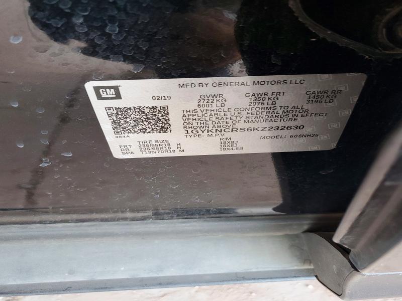 55798106 :رقم المزاد ، 1GYKNCRS6KZ232630 vin ، 2019 Cadillac Xt5 مزاد بيع