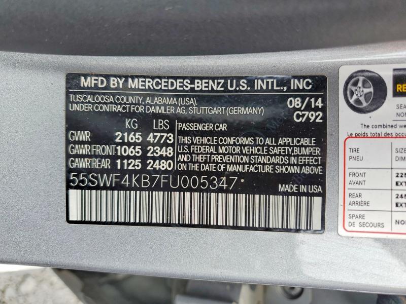 Aukcja sprzedaży 2015 Mercedes-benz C, vin: 55SWF4KB7FU005347, numer aukcji: 58280676