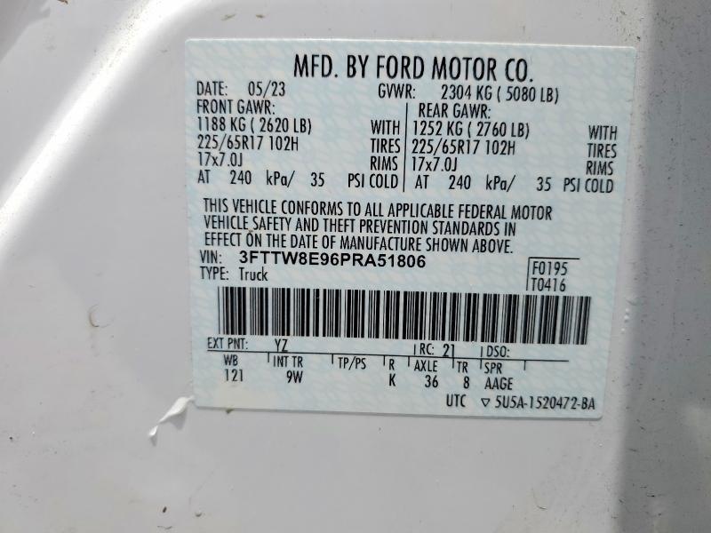 Aukcja sprzedaży 2023 Ford Maverick, vin: 3FTTW8E96PRA51806, numer aukcji: 57323586