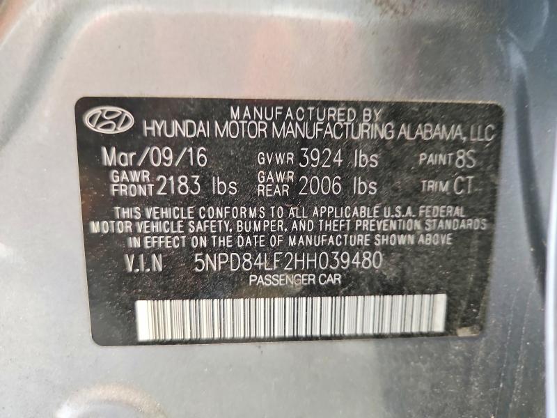 56421846 :رقم المزاد ، 5NPD84LF2HH039480 vin ، 2017 Hyundai Elantra مزاد بيع