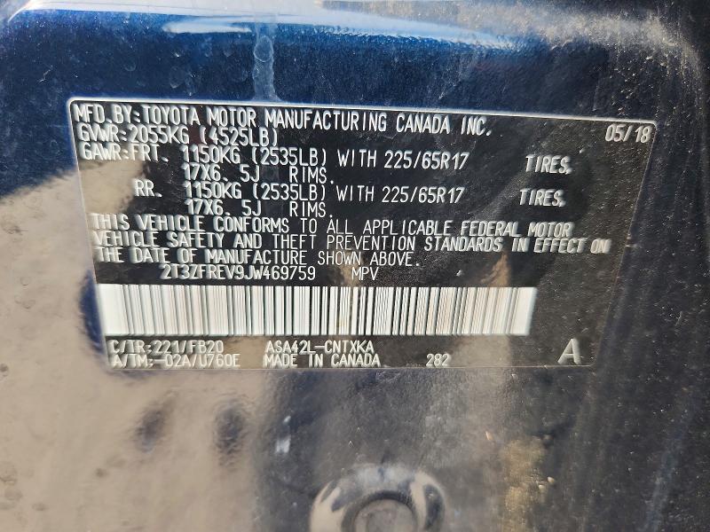 Aukcja sprzedaży 2018 Toyota Rav4, vin: 2T3ZFREV9JW469759, numer aukcji: 55683106