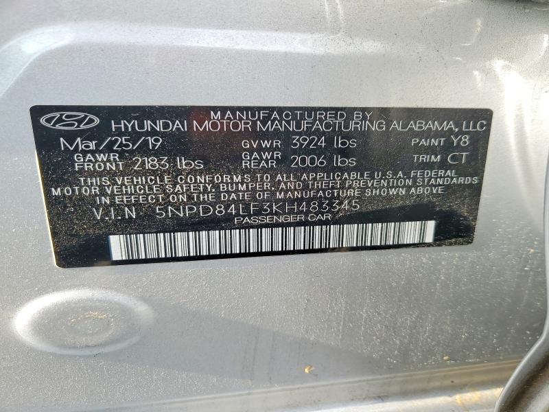 Продажа на аукционе авто 2019 Hyundai Elantra, vin: 5NPD84LF3KH483345, номер лота: 55650716