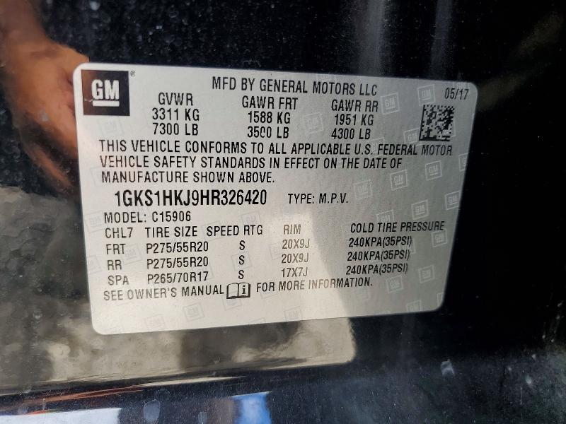 Aukcja sprzedaży 2017 Gmc Yukon Xl, vin: 1GKS1HKJ9HR326420, numer aukcji: 56991756