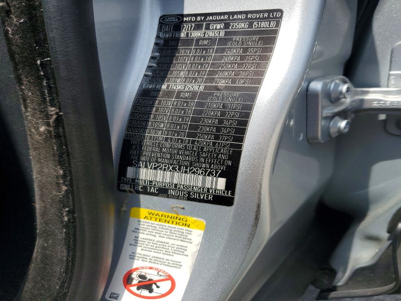 Продажа на аукционе авто 2018 Land Rover Range Rover Evoque, vin: SALVP2RX3JH296737, номер лота: 59080096
