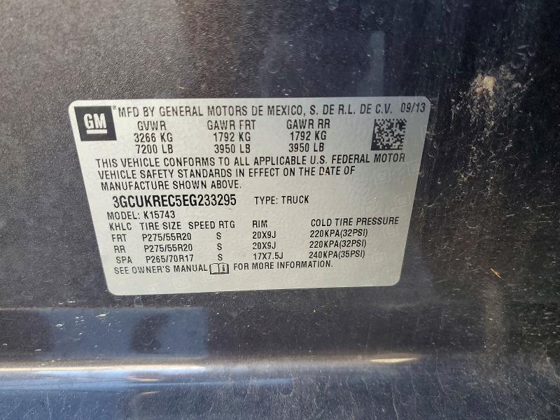 2014 Chevrolet Silverado მანქანა იყიდება აუქციონზე, vin: 3GCUKREC5EG233295, აუქციონის ნომერი: 56085726