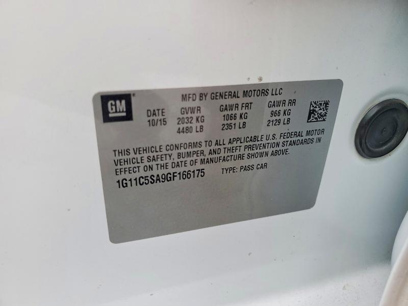 57942216 :رقم المزاد ، 1G11C5SA9GF166175 vin ، 2016 Chevrolet Malibu Limited مزاد بيع