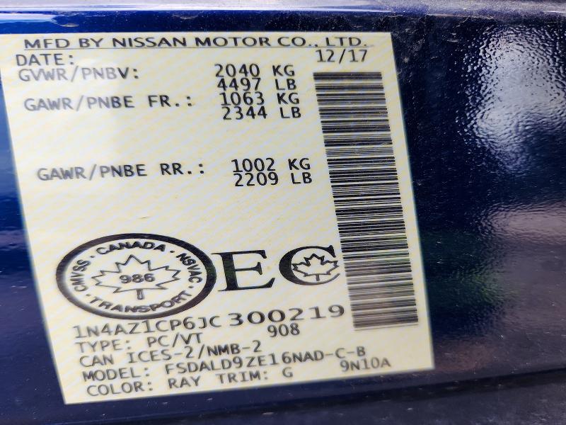 Aukcja sprzedaży 2018 Nissan Leaf, vin: 1N4AZ1CP6JC300219, numer aukcji: 57623066
