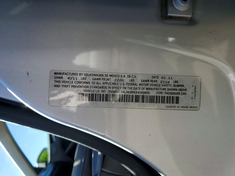 57206916 :رقم المزاد ، 3VWDZ7AJ6BM349989 vin ، 2011 Volkswagen Jetta مزاد بيع